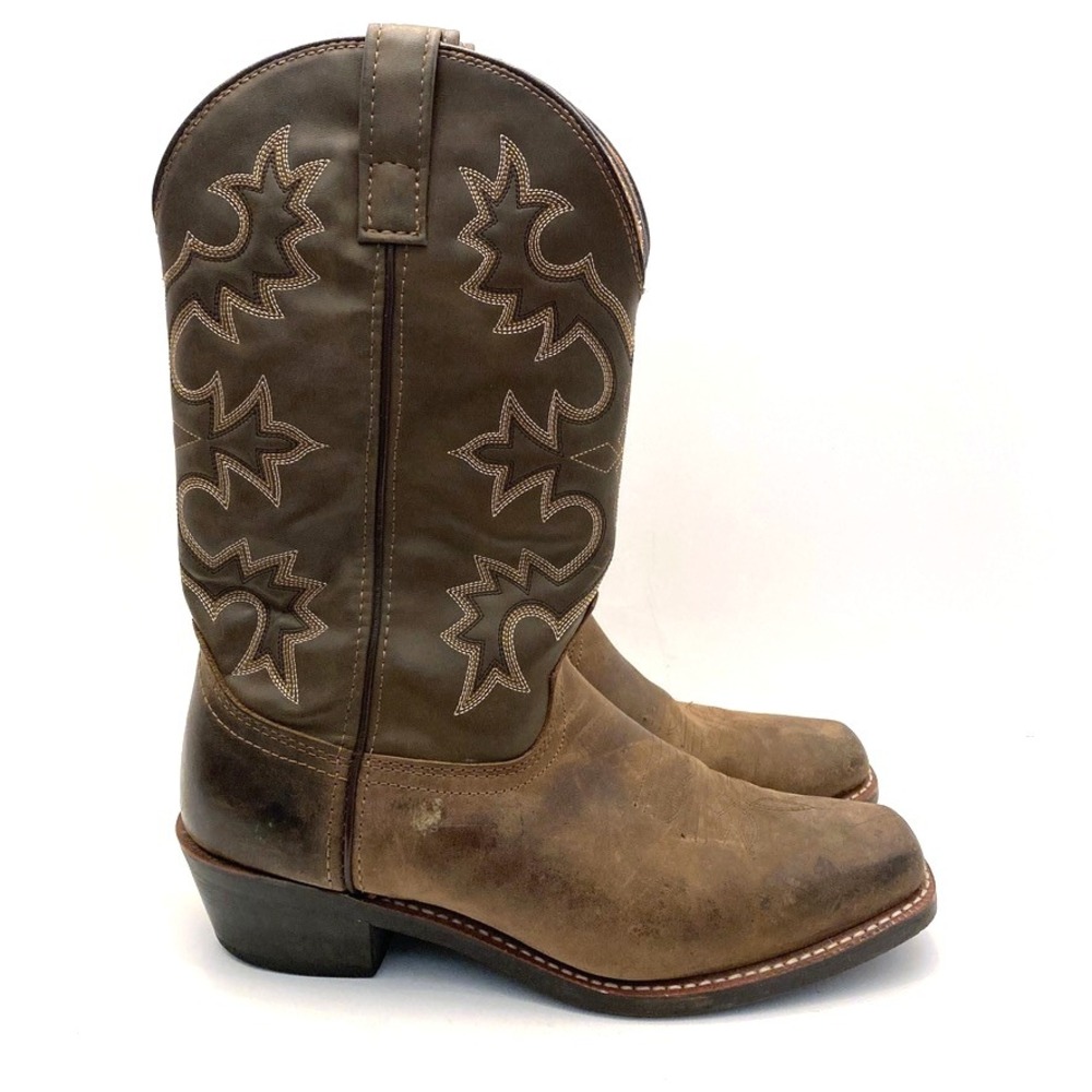 Laredo Brown Leather Cowboy Boots Mens 8.5 D Style 4235‎ Western Embroidery